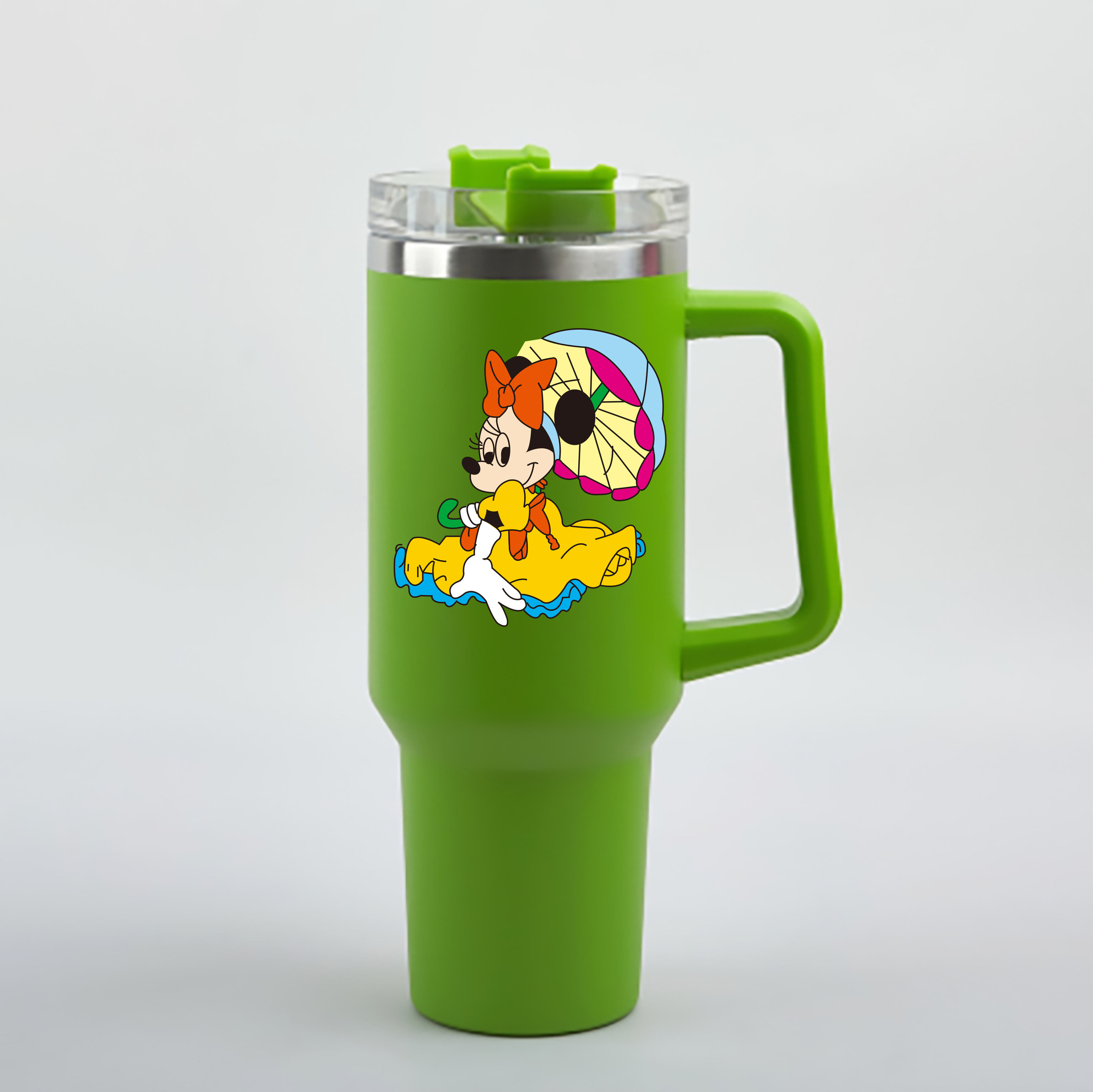 ミッキーマウス Mickey Mouse 1200mL車用タンブラー - クリスタルステッカー（プラスチックストロー付き）